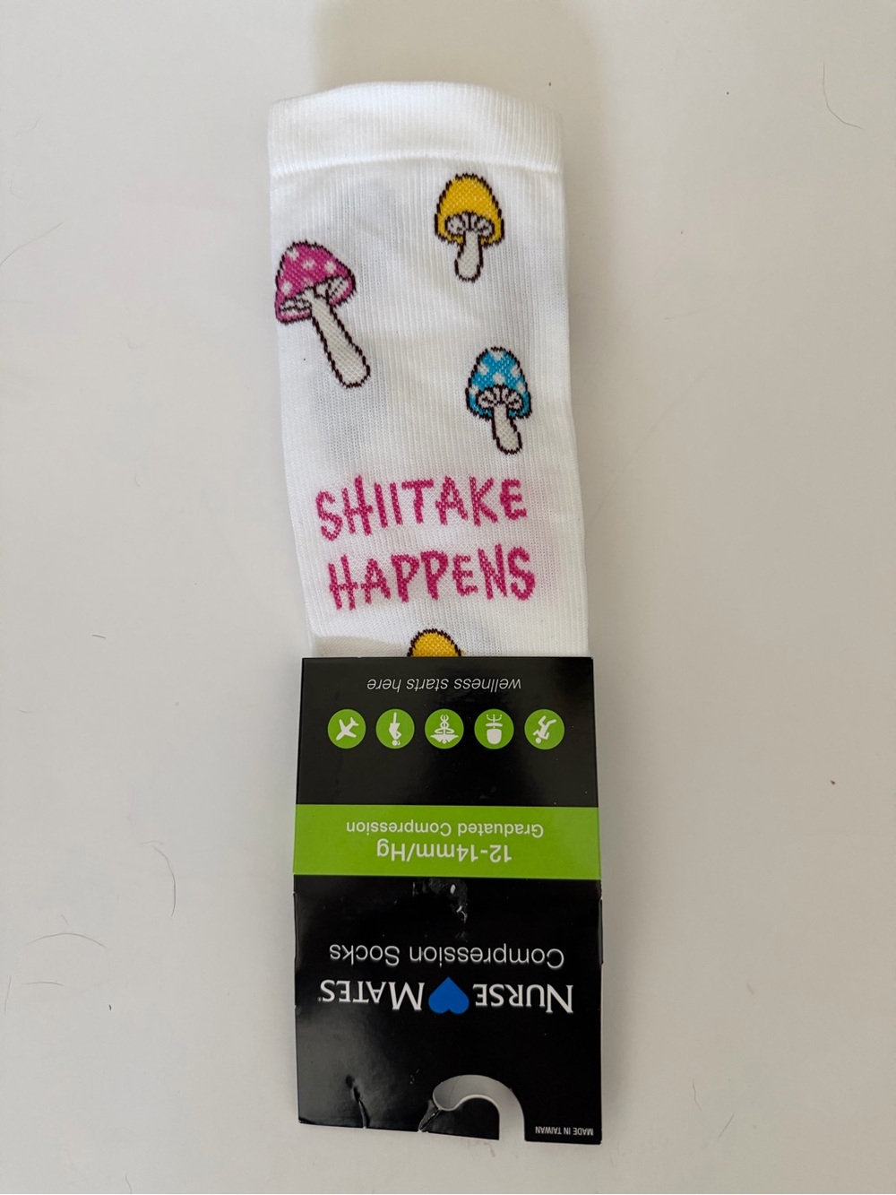 Nurse Mates White Mushroom Compression Socks NWT Size XX (Fits 4-5)